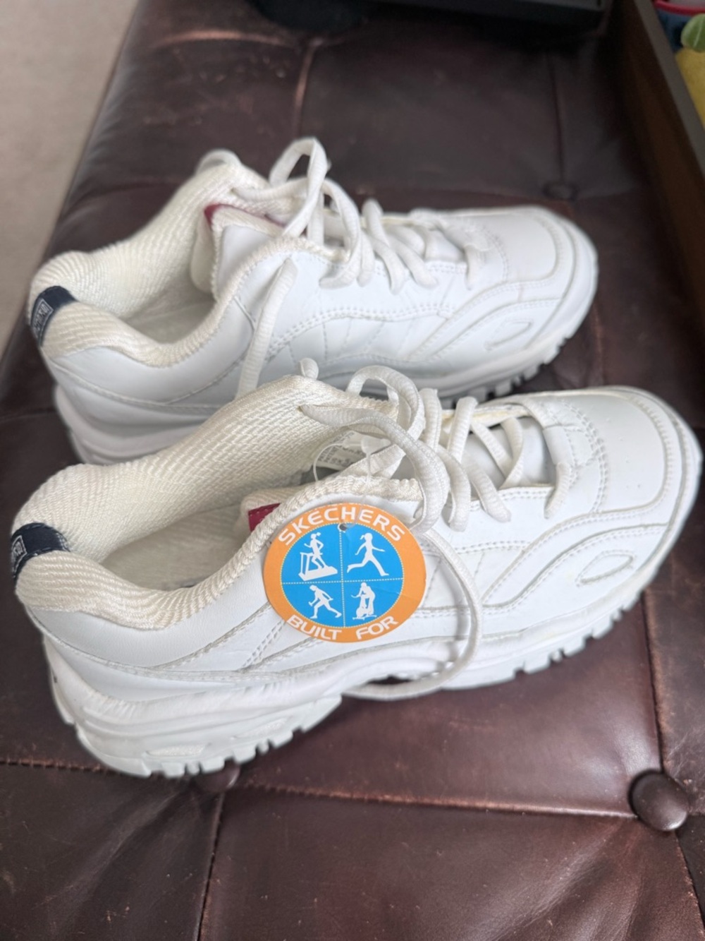 Skechers White Lace-Up Athletic Sneakers